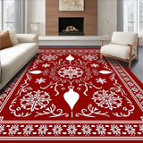 Festive Holiday Aisle with Vintage Ornament Motifs and Snowflake Accents(Red)