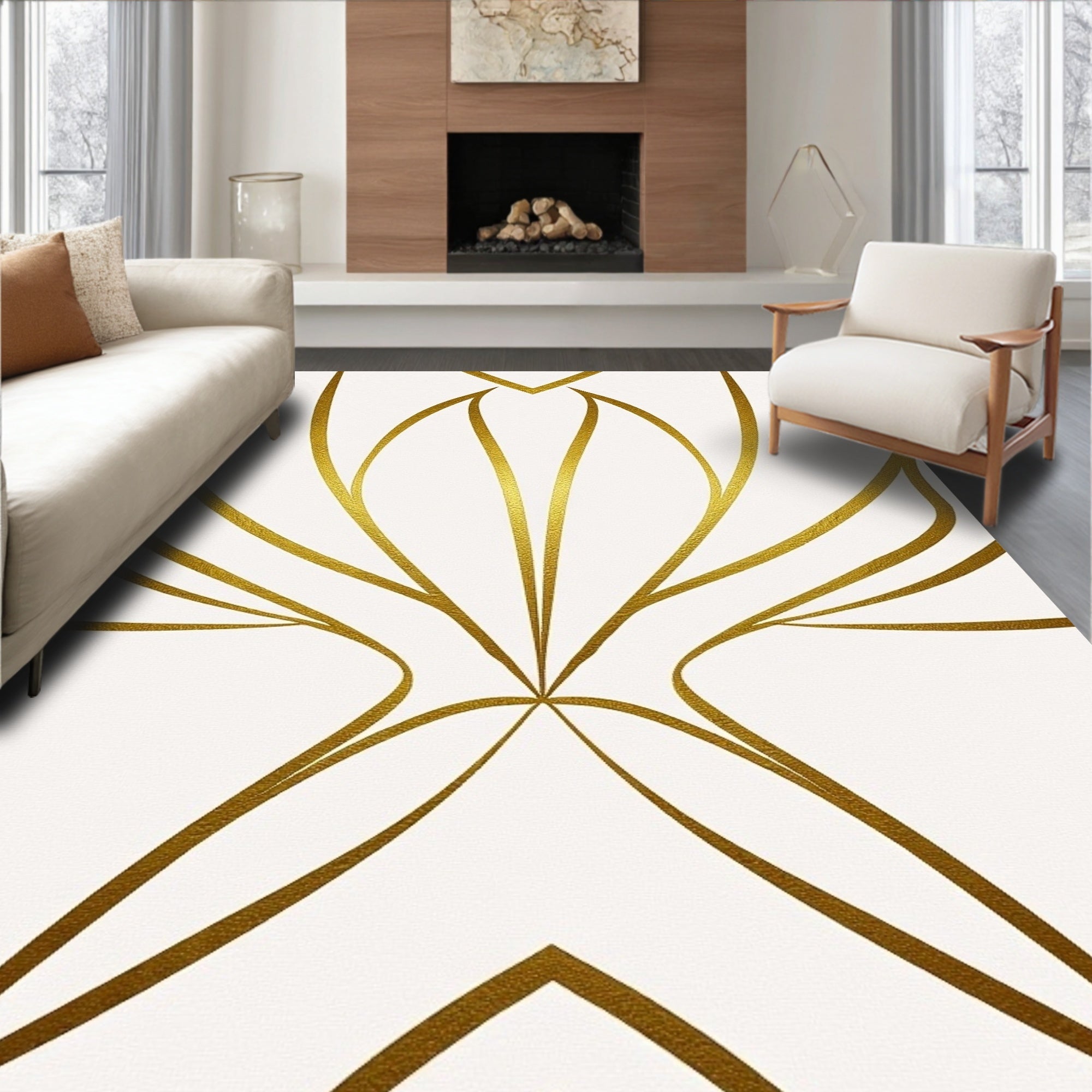 Contemporary Abstract Overlapping Stripe Art Inspired (Gold) - ODIKA