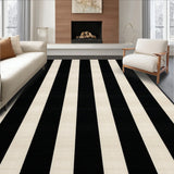 Contemporary Black and Beige Stripe for Versatile Indoor Use(Black)