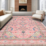 Ultra Soft Area Rug, Non Slip, Stain Resistant, Washable Area Rugs for Living Room, Bedroom, Pastel Traditional Bedroom Area Rug(Pink)