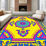 Interlocking Medallion Trellis with Vibrant Motif and Artistic Flourishes(Yellow)