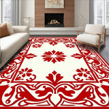 Art Nouveau Floral Swirl with Ornate Vines (Red)