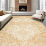 Elegant Geometric Area with Vintage Distressing for Versatile Use(Beige)