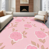 Whimsical Rose Garden Motif with Scattered Blossom and Leaf Accents(Pink)