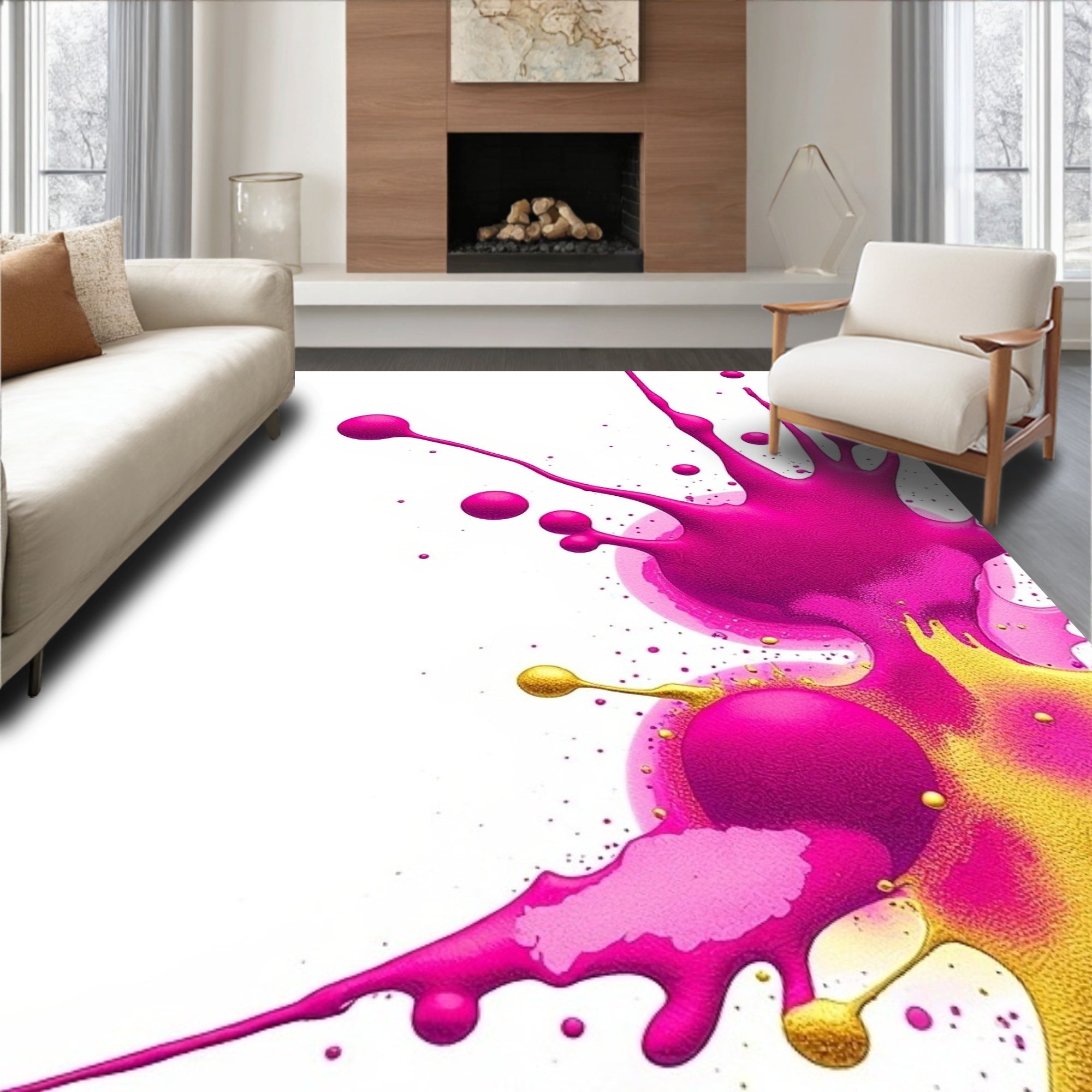 Modern Luxe Ink Splash with Metallic Ripple (Pink) - ODIKA