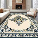 Classic Medallion Motif with Ornate Botanical Accents(Beige)