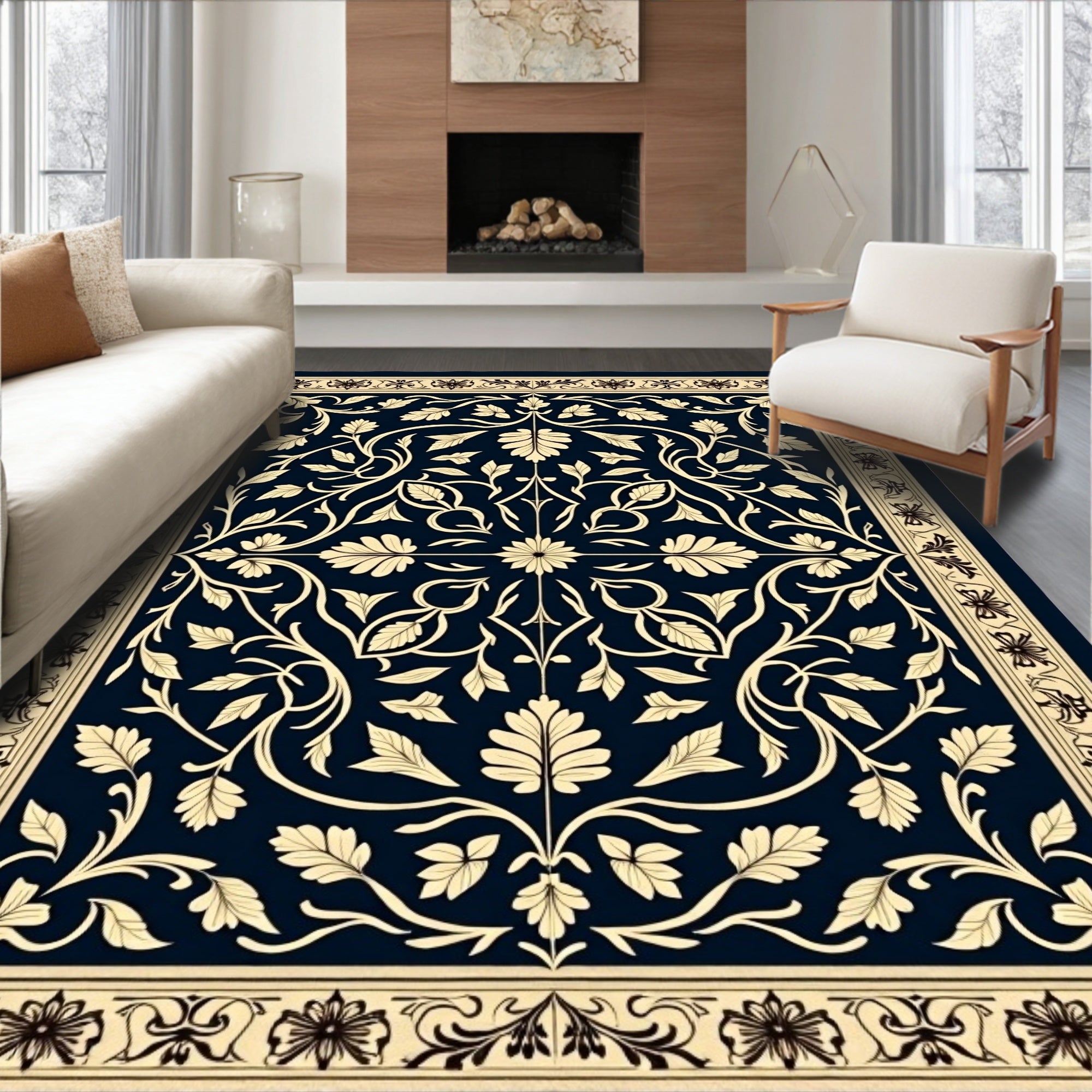 Tapestry Vine with Ornamental Leaf Arrangements Accent (Black) - ODIKA