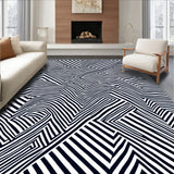 Chevron Zigzag Waves with Striped Herringbone Texture(Black)