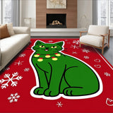 Festive Cat with Holiday Lights Motif and Snowflake Accents(Red)