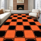 Autumn Checkered Grid with Interlocking Squares Design(Orange)