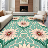 Intricate Sage Green and Blush Floral Lattice with Sunflower Details (Teal) - ODIKA