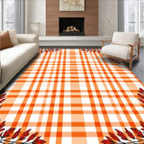 Buffalo Check Plaid with Fall Foliage Accent Motifs(Orange)