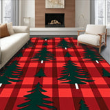 Festive Pine Tree with Checkered Border Holiday(Red)