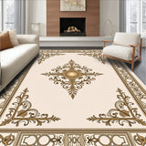 Traditional Damask Noble Embellished Symmetrical Ornamental (Beige)