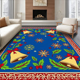 Festive Bells Motif with Snowflake and Holly Leaf Accents(Blue)