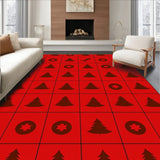 Festive Buffalo Plaid Holiday Evergreen Collection Decorative Floor(Red)
