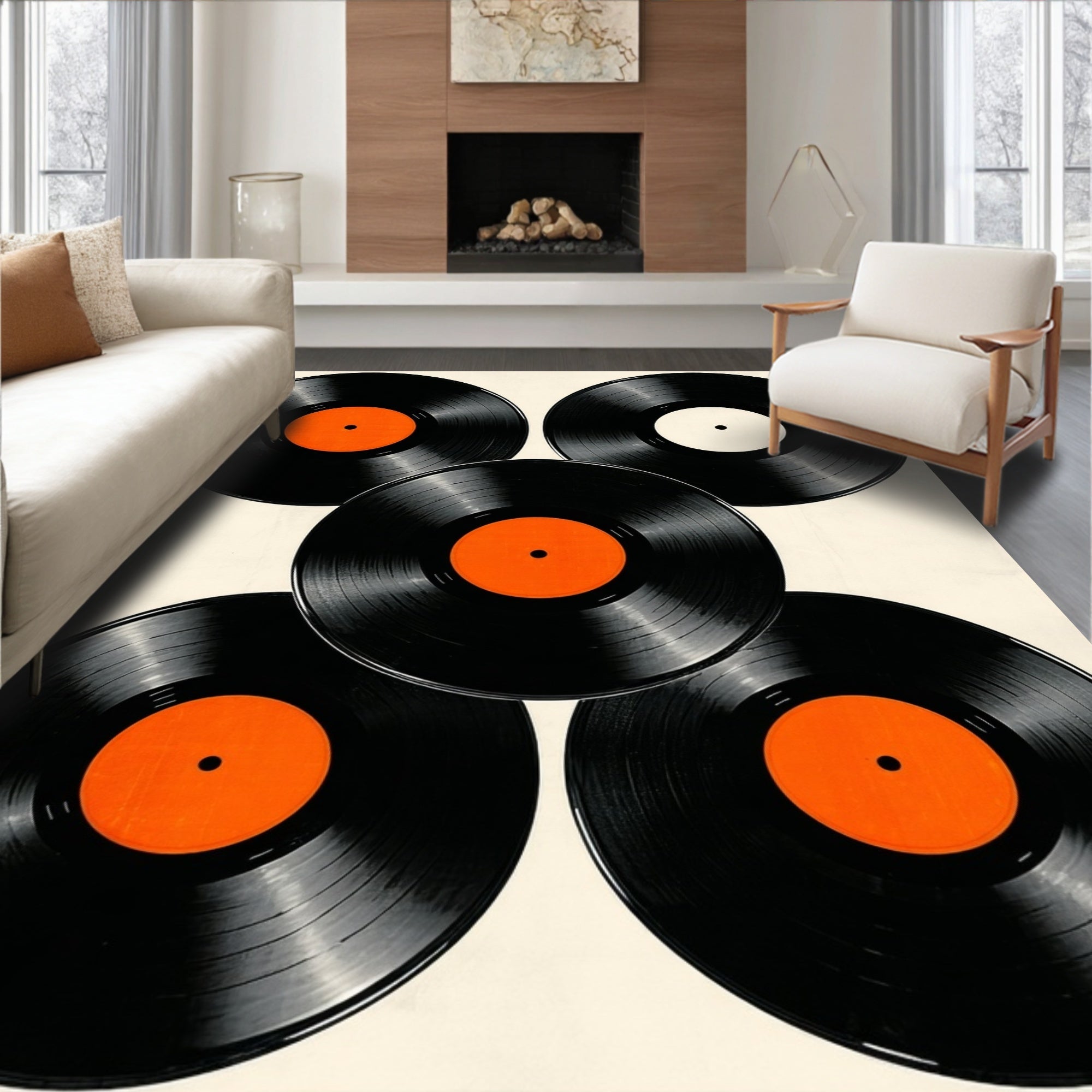 Retro Vinyl Record Patio Wear Resistant(Black) - ODIKA