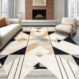 Abstract Geometric Area Black & Beige Minimalist Patterned(Beige)