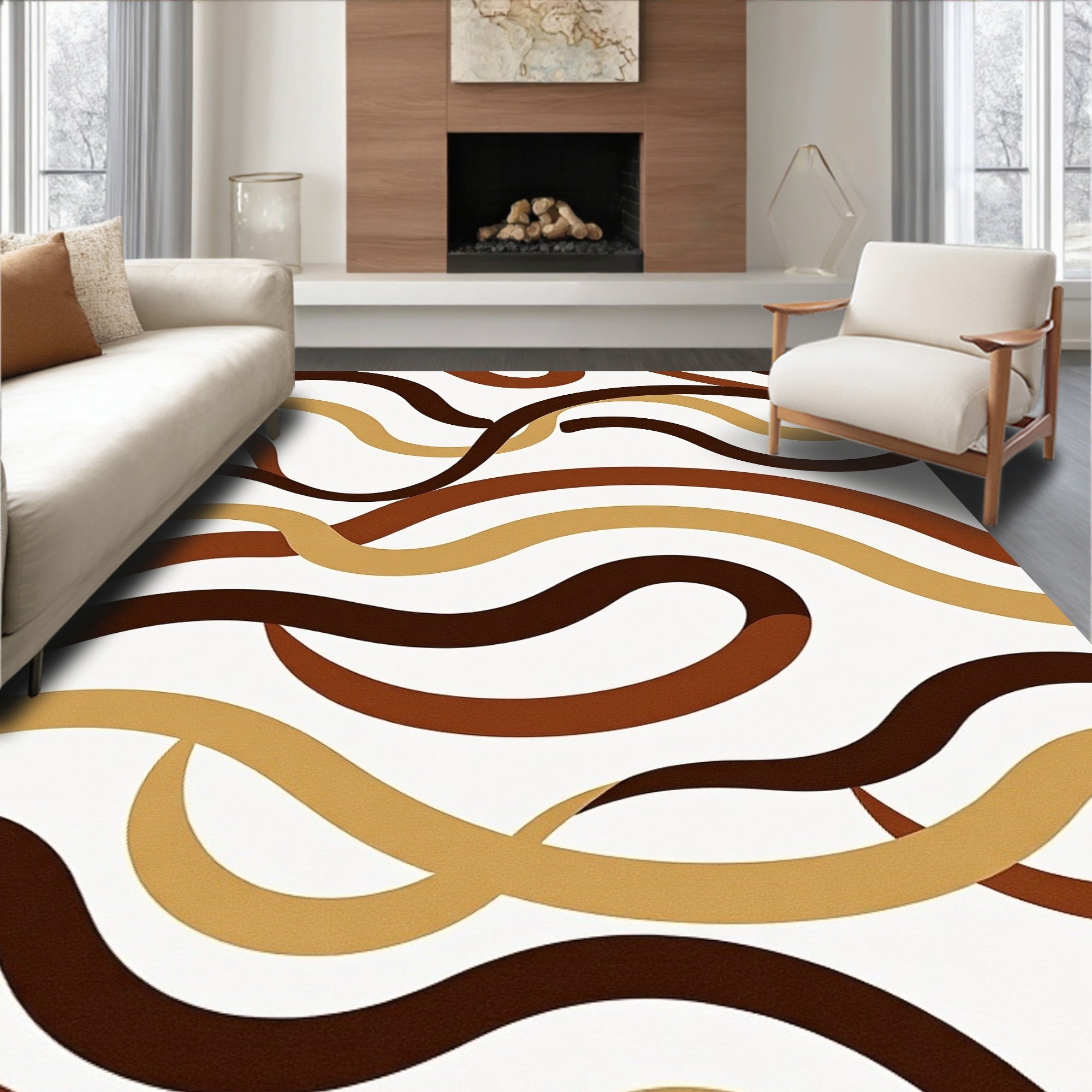 Mid Modern Abstract Wave with Retro Styling (Brown) - ODIKA