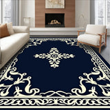 Vintage Damask Scrollwork Design with Elegant Swirl Accent (Blue) - ODIKA