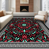 Ornate Mistletoe Damask with Festive Botanical Tracery(Black)