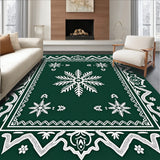 Holiday Evergreen Snowflake Medallion Textured Shag(Green)