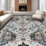 Ultra Soft Area Rug, Non Slip, Stain Resistant, Washable Area Rugs for Living Room, Bedroom, Soft Vintage Floral Living Room Rug(Gray)