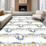 Winter Wonderland Scenic with Snowy Village Landscape(Beige)