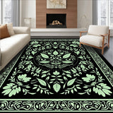 Botanical Woodland Creatures Tapestry With Floral Jungle Motifs (Black)