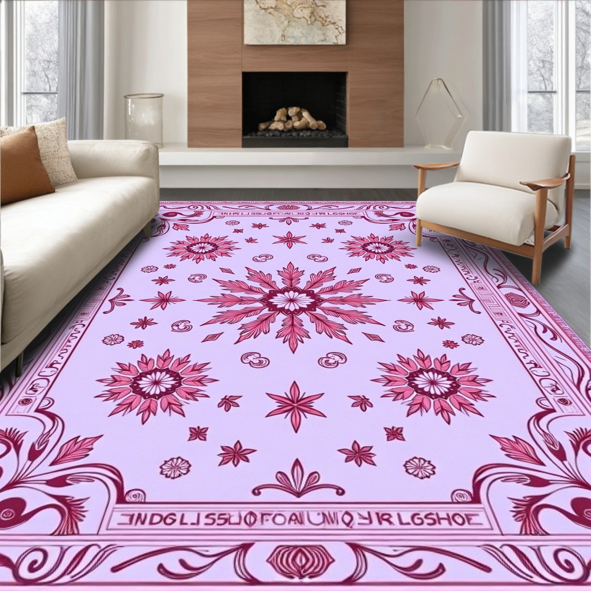 Vintage Botanical Floral Medallion with Ornate Border (Purple) - ODIKA