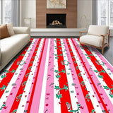 Whimsical Cane Stripe with Delicate Holly Leaf Accents(Red)
