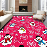 Festive Snowman Gathering with Whimsical Pine Forest and Falling Snowflakes(Pink)