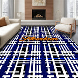 Bold Plaid Check Featuring Smiling Phantom and Cursive Lettering(Blue)