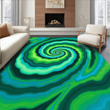 Swirling Vortex Spiral Waves Artistic Expression Indoor Floor Covering (Green)