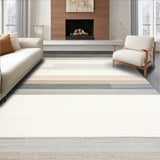 Abstract Horizon Beige Grey Runner Modern Striped Hallway(Beige)