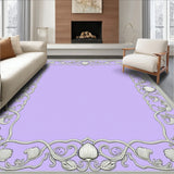 Rococo Shell Cartouche with Ornamental Scroll Border Framework(Purple)