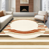 Circular Beige Area with Layered Chevron and Stripe Accents(Beige)