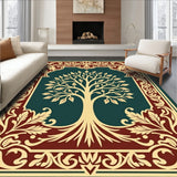 Traditional Oak Tree Motif with Decorative Branch Scrollwork(Green)