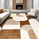 Geometric Beige Brown Contemporary Abstract Art(Beige)