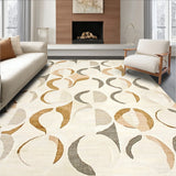 Beige Curved Scallop Area Featuring Interlaced Circular Motifs(Beige)
