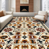 Ultra Soft Area Rug, Non Slip, Stain Resistant, Washable Area Rugs for Living Room, Bedroom, Non-Slip Western Aztec Living Room Rug(Brown)