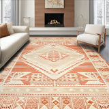Boho Chic Area Geometric for Easy Cleaning(Orange)