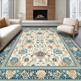 Boho Beige and Azure Intricate Floral Motifs(Beige)