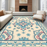 Boho Inspired Interlocking Floral Motifs with Subtle Distressed Effect(Beige)