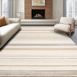 Cozy Stripe Loop Pile Area in Warm Beige Tones with Textured Accent(Beige)