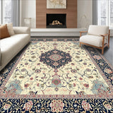 Classic Vintage Area with Elegant Beige Medallion(Ivory)