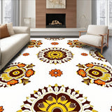 Harvest Blossom Medallion with Interlocking Vine Motifs and Accents(Brown)