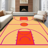 Basketball Court Wood Floor Red Orange Key Pink Lines(Beige)