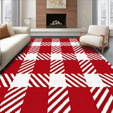 Gingham Patchwork with Holiday Stripe Motifs(Red)