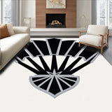 Art Fan Motif with Symmetrical and Subtle Metallic Detailing(Black)